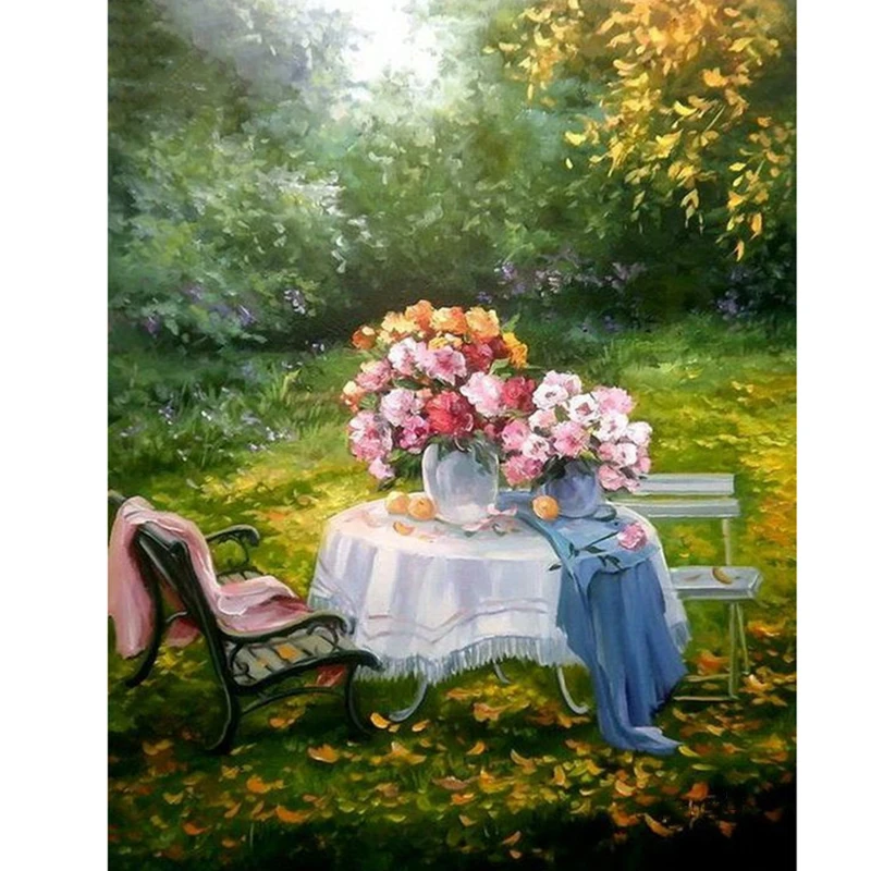 Backyard garden 5D square diamond painting cross stitch crafts diamond embroidery wall painting home decor diamond mosaic