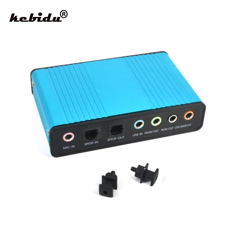 

kebidu USB 2.0 Sound Card 6 Channel 5.1 Optical External Audio Card SPDIF Controller CM6206 Chipset for Laptop Desktop Tablet