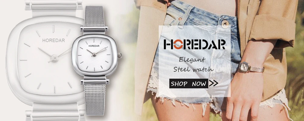 PC no price HOREDAR Elegant Steel Mesh Quartz Watches Women Simple Square Bracelet Wrist Watch Female Gift Wristwatch Relojes Feminino