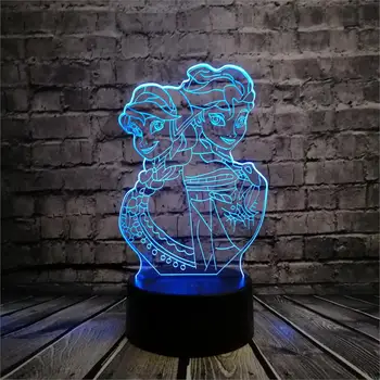 

Hot Sale Cartoon Figure 3d Elsa Anna Bulb Night Light Led Lamp Colorful Atmosphere Gadget Decor Bedroom Baby Girl Kid Gifts RC