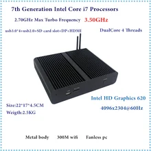 HRF New 7th Gen Kaby Lake Intel Core i7 7500U Fanless Gaming Mini PC Windows Linux HTPC TV Box UHD 4K Micro Desktop Computer