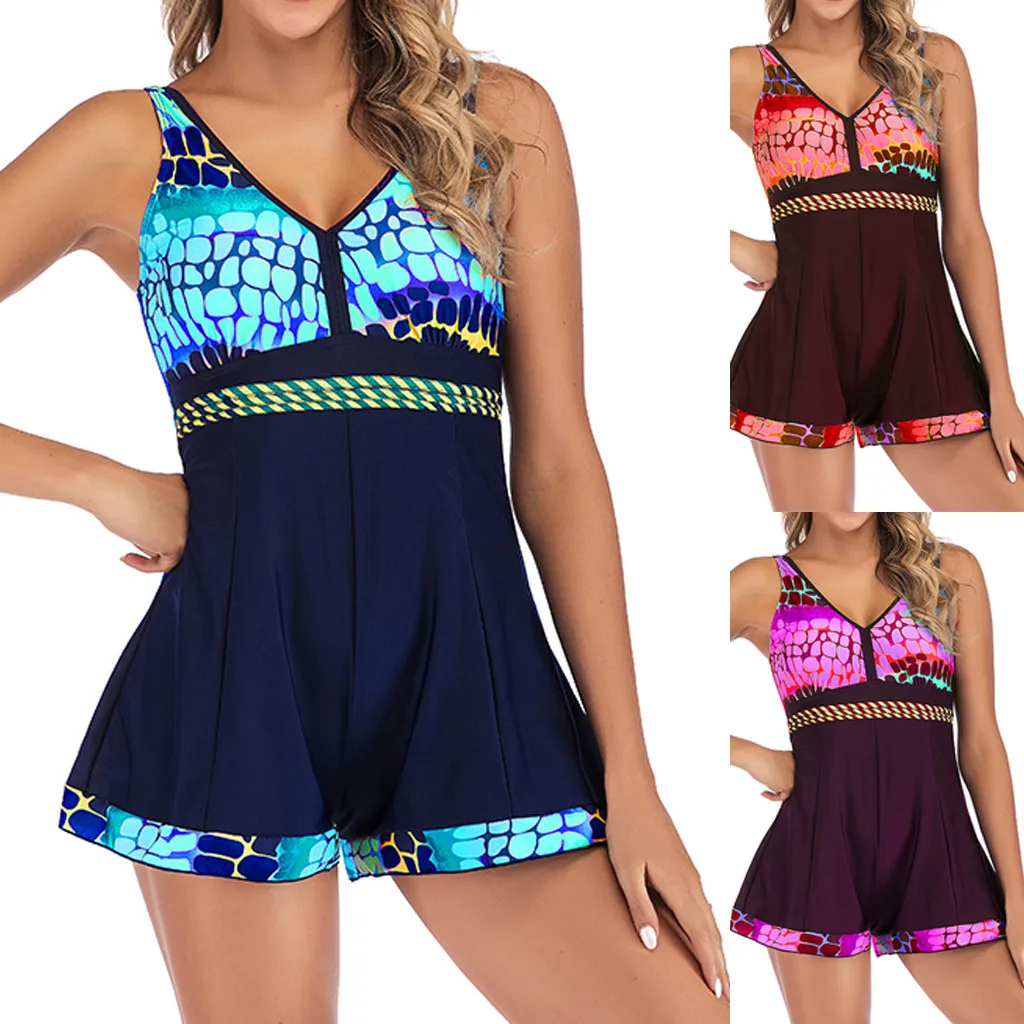 

Women Plus Size Gradient Tankini Swimjupmsuit Swimsuit Large Beachwear Push Up Padded Bra Two Pieces Swimwear Bikini 2019 Mujer