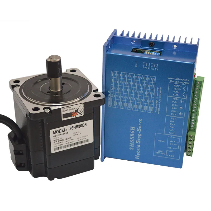

Nema34 Closed-Loop Servo Motor Kits 6A 4.5N.m 2-Phase & 2HSS86H Hybrid Step-servo Driver CNC Controller 8A