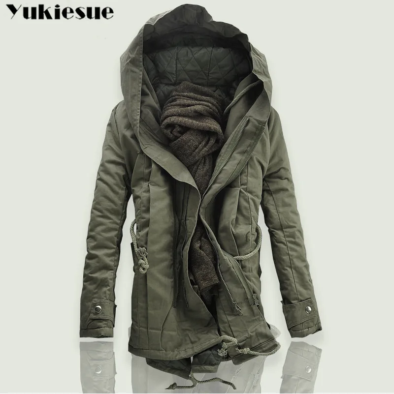 Günstig 2018 neue Männer Gepolsterte Parka Baumwolle Mantel Winter Mit Kapuze Jacke Mens Fashion große größe Mantel Dicke Warme Parkas Schwarz armee grün 6XL