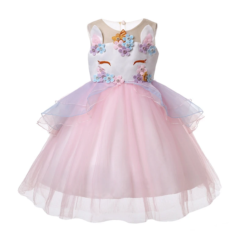

3-9y Easter girls princess dress lace tutu unicorn dress European and American children's dress Christmas party girl dress