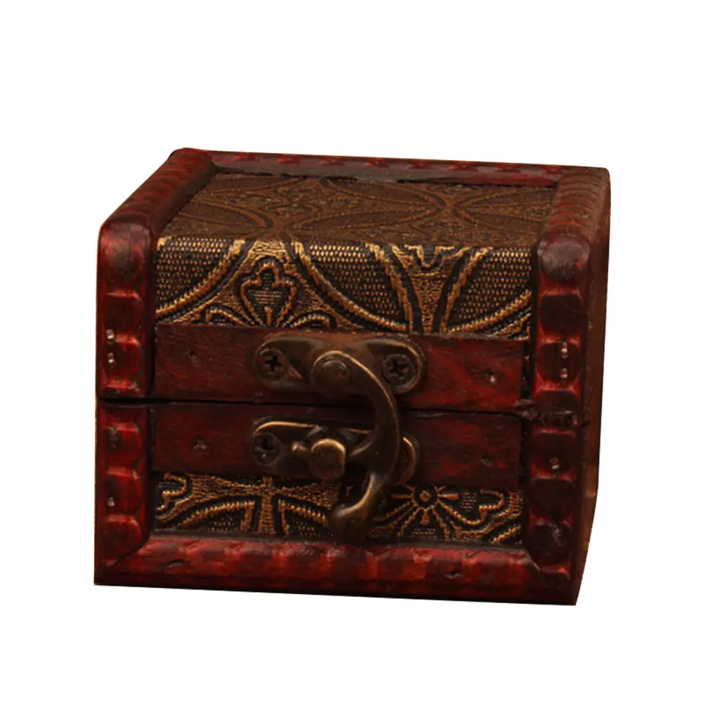 Винтажная Маленькая деревянная коробка с узором в виде цветка для монет, держатель для хранения браслета, органайзер для макияжа, коробка для ювелирных украшений, чехол для сундука с сокровищами