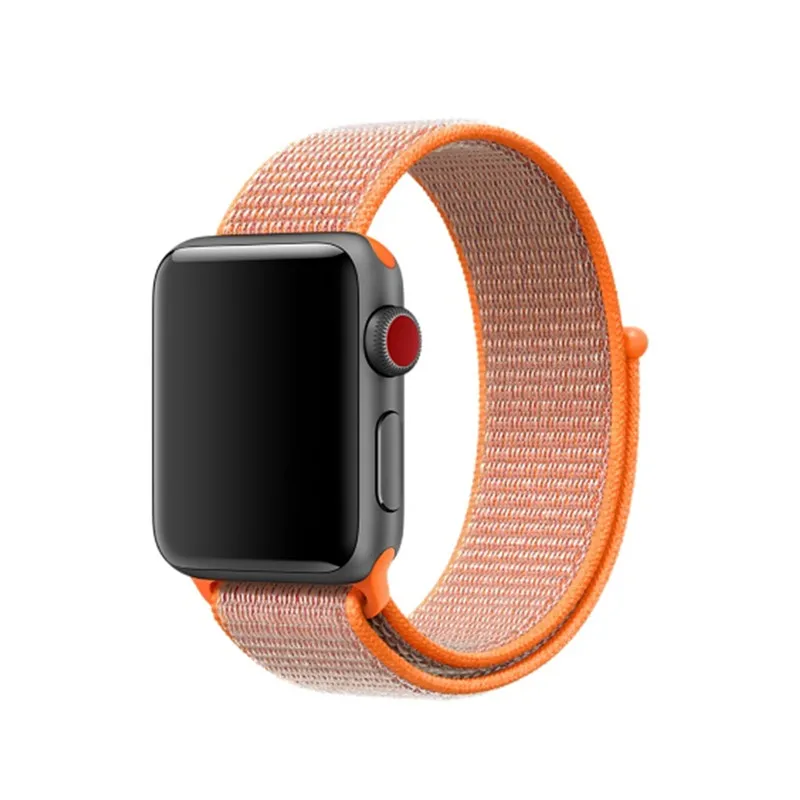 Ремешок для Apple Watch, ремешок для Apple Watch 5, 4, 44, мм, 42 мм, iwatch band 3, 2, 5, 42 мм, 38 мм, Спортивная петля, correa, нейлоновый ремешок для часов - Цвет ремешка: orange red 4