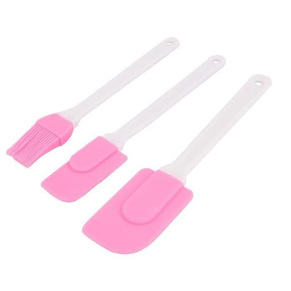  3pcs/set Kitchen Heat-resistant Silicone Spatulas Baking Pastry Scraper Fondant Cake Cookie Tools A