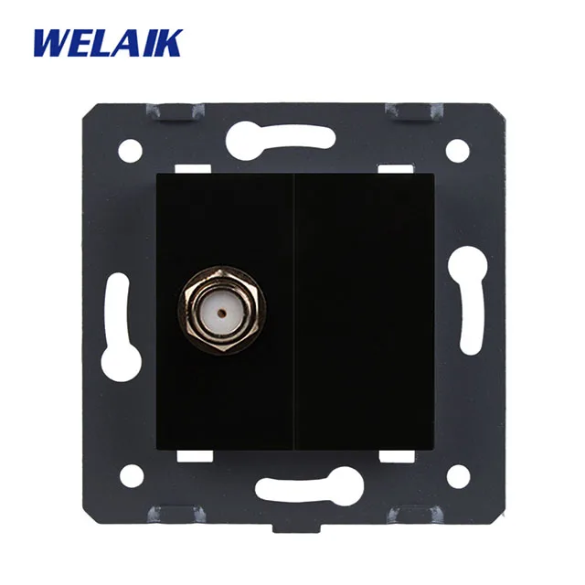 WELAIK EU-standard Satellite-Socket DIY-запчасти для настенных спутниковых розеток-без стеклянной панели A8SAW/B - Цвет: Black