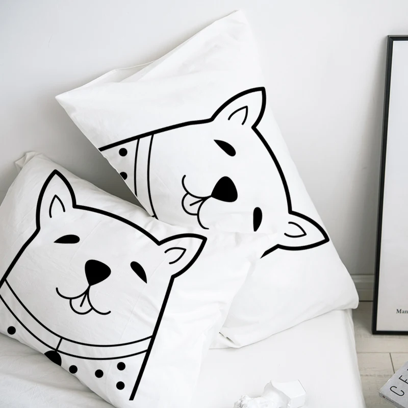 Пользовательские наволочки Чехлы на подушку 50x70 50x75 50x80 70x70 декоративная наволочка белое спальное место для кошки Прямая - Цвет: Dog-1