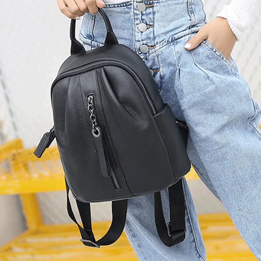 

Smooth Gift Casual Smart Wear Resistant Women Backpack With Zipper Artificial Cowhide Leather Large Capacity Anti Theft Travel