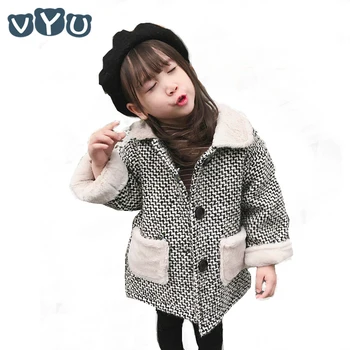 

2018 New Autumn Winter Kids Girls Jackets Fashion Girls Wool Fur Coats Children Clothes Windproof Long Sleeved Outwear 2~8Y