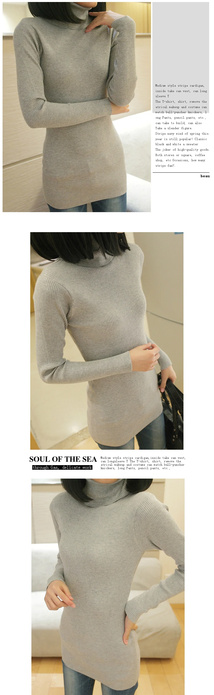 FREE SHIPPING Long Sleeve Sweaters Female Pullover Turtleneck JKP13407