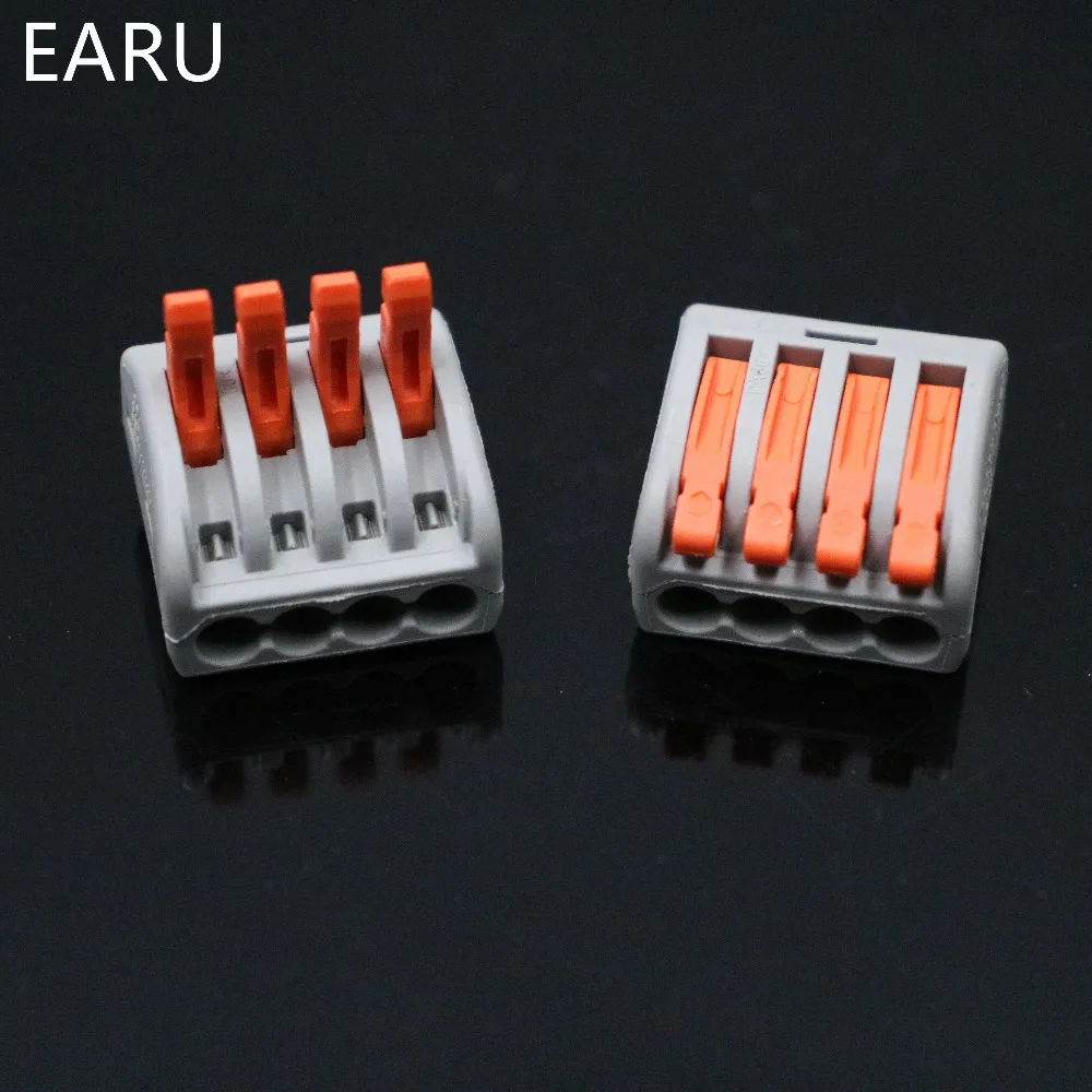 10 шт. Универсальные Компактные соединители для проводки 4 контакта|4 pin connectors wire|4