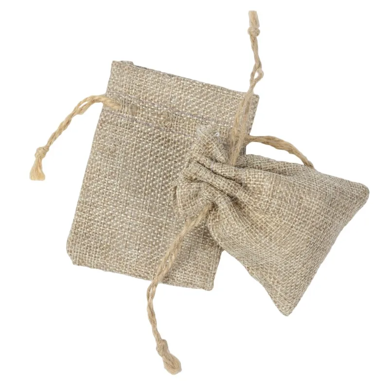 Buy Wholesale 7x9cm 50pcs Mini Burlap Jute Drawstring
