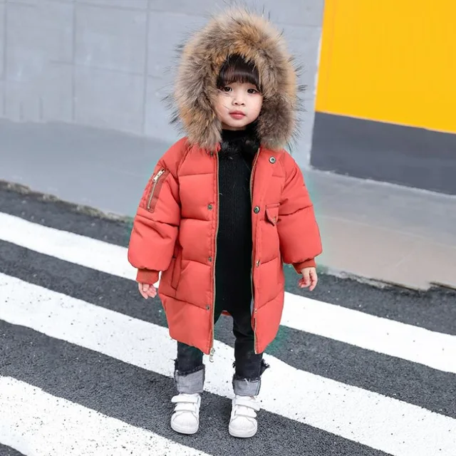 2018 Kids Baby Toddler Fur Hooded Girls Winter Coat Long Casual Child