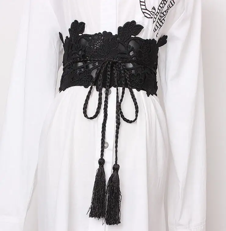 

Women's runway fashion lace elastic Cummerbunds female Dress Corsets Waistband Belts decoration wide belt R1408