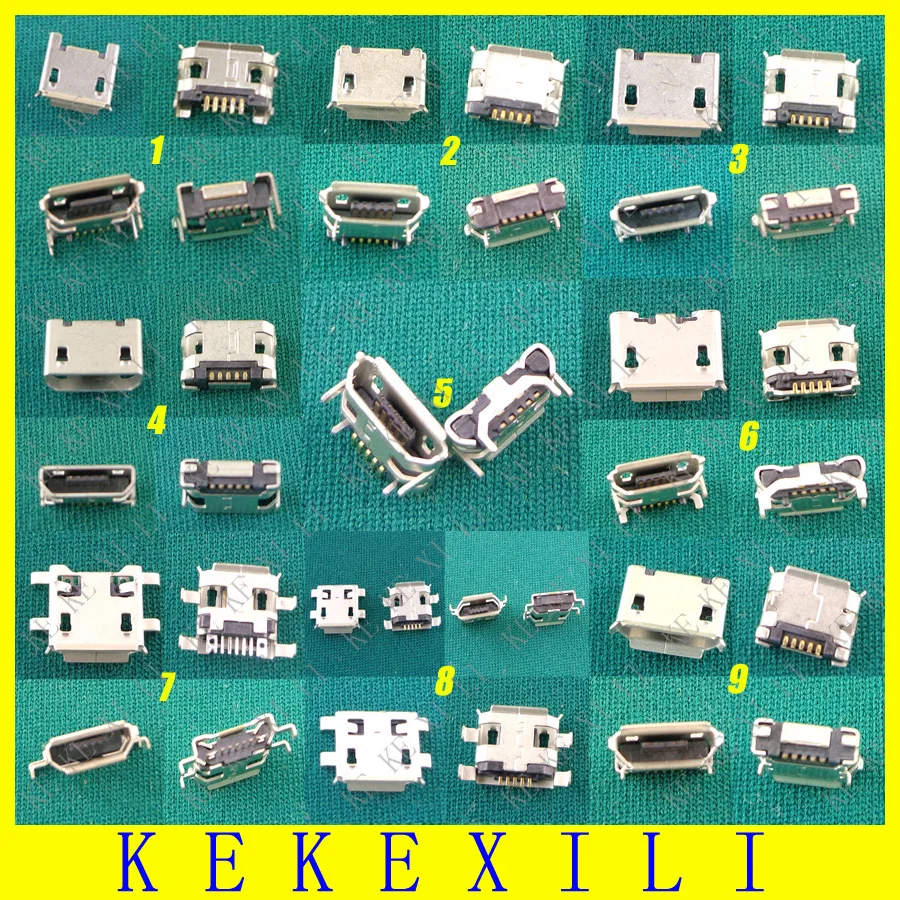 9models 450pcs Micro Usb Jack 5p,5pin Mini Micro Usb Connector,micro