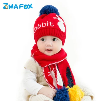 

ZMAFOX baby boy girl thermal thicken beanie hat scarf plush pompoms toddlers kids soft warm winter velvet hats neck warmer set