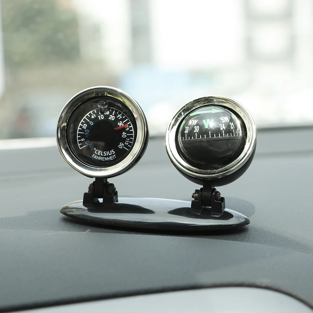 2 in 1 Guide Ball Car Compass Thermometer Car Ornament Direction Dashboard UK