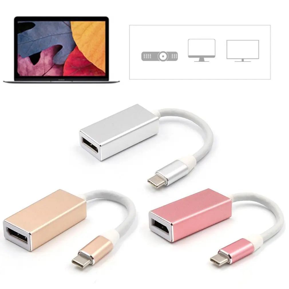 

Portable Size 1080P USB 3.1 Type-C to DP Adapter USB-C to DisplayPort Adapter Converter Cable for Apple Macbook
