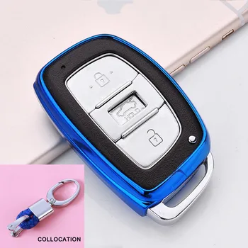 

2019 New TPU Car Key Cover Case For Hyundai i10 i20 i30 Elantra Accent IX25 IX35 IX45 Soft TPU Car Key Shell Protection keychain