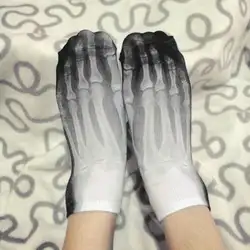 Летние короткие носки унисекс для взрослых, с низким вырезом, на лодыжке, с забавным скелетом, с 3D цифровой печатью, градиентным цветом, с