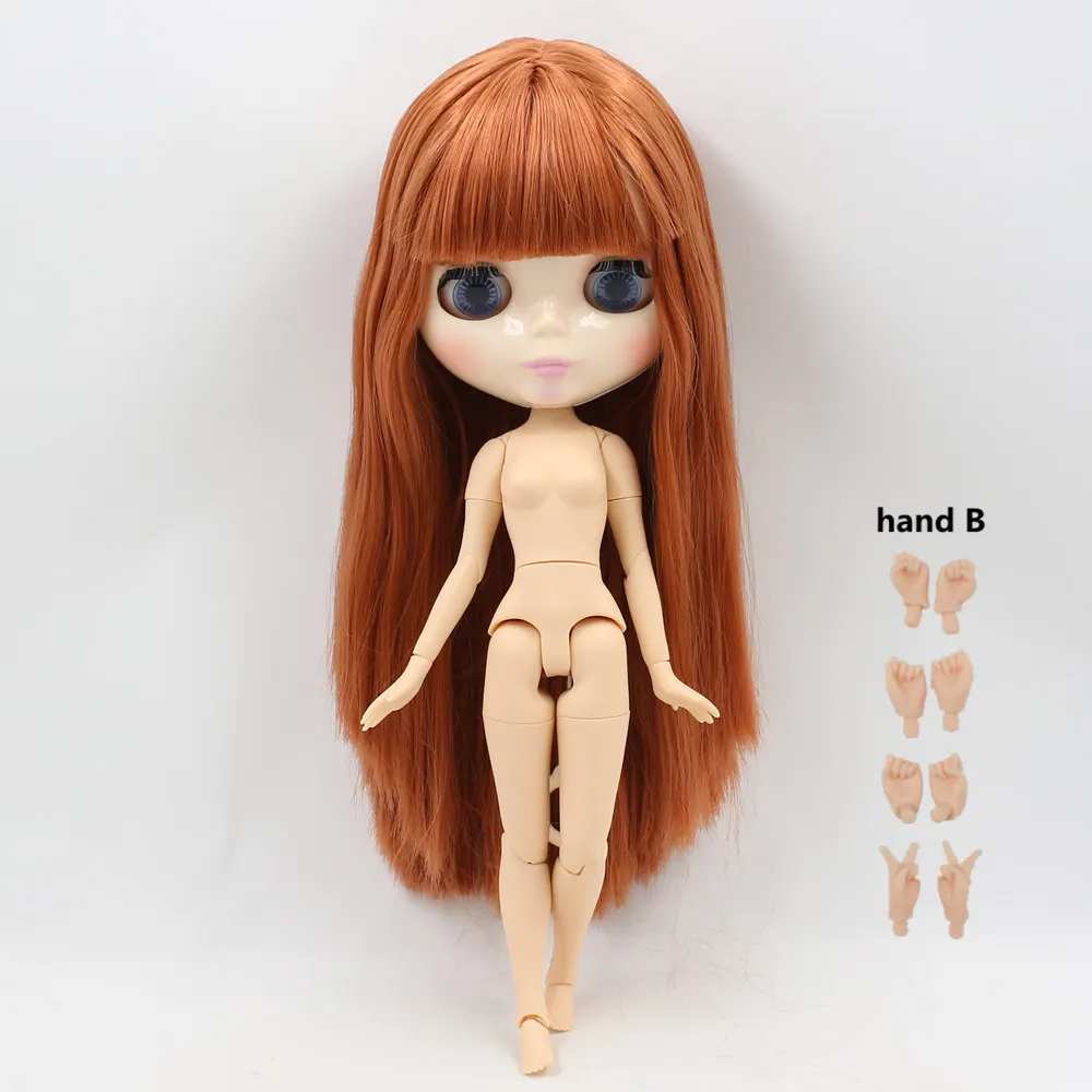 Blyth кукла шарнир тело красный коричневый волосы с челкой подходит DIY bjd blyth куклы для продажи - Цвет: doll with hands B