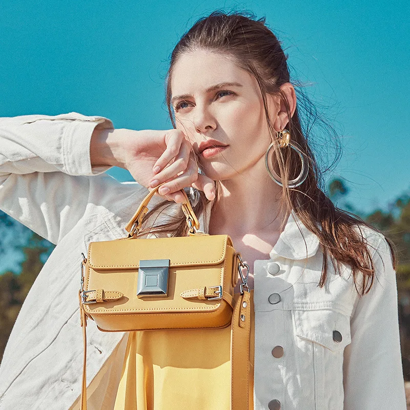MiiKLN Летние кожаные дамские сумки, Курьерская сумка маленькая волна новая европейская американская мода кожа дикие одно плечо