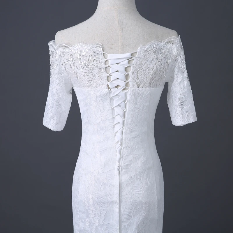 2019 лето осень дизайнерские пикантные туфли белого цвета Vestido de Noiva кружево
