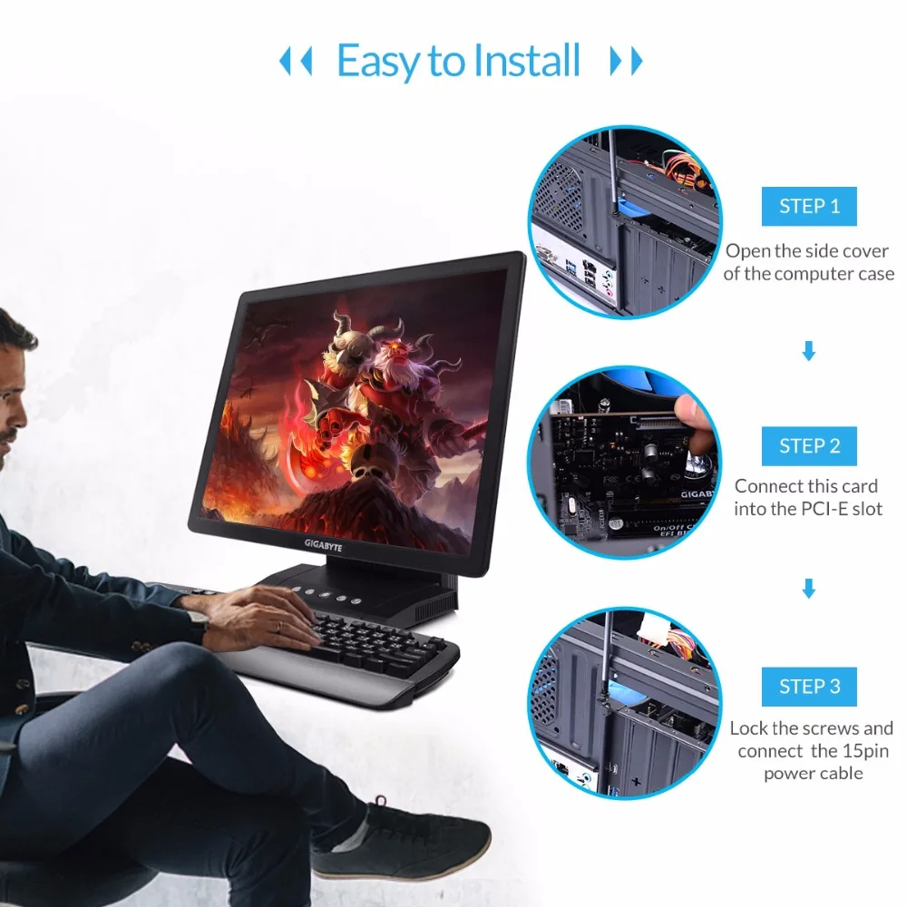 Orico Pvu32o2i Desktop Porto com Usb3.0 Pci Express Cartão Usb3.0 Hub Controlador Adaptador Cartão com 19pin Cartões para acréscimos - Imagem 6