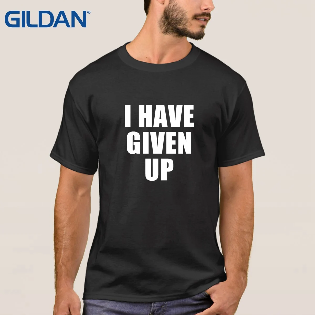 Top cammisa Black Men's I Have Given Up Round Neck T Shirt Styles Short ...