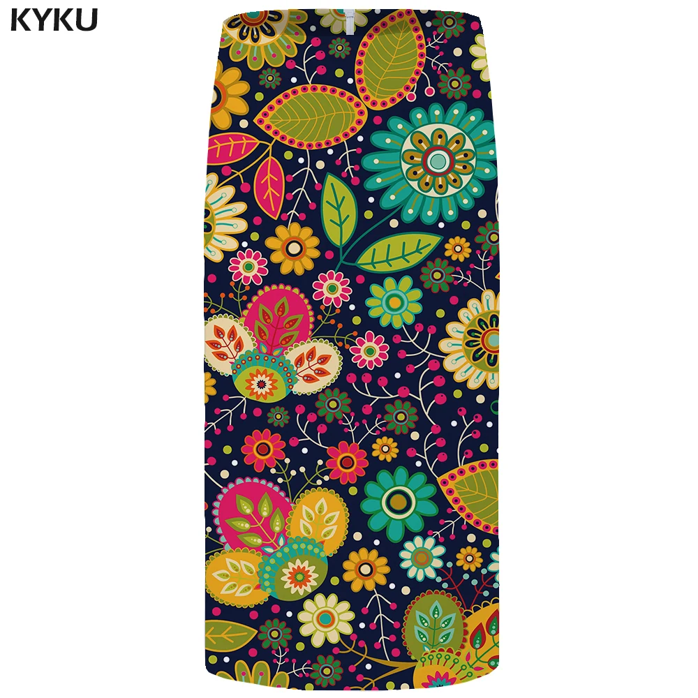 

KYKU Flower Skirts Women Leaf Sexy Colorful Plus Size Vintage Floral Party Casual Ladies Skirts Womens Vintage Korean Short
