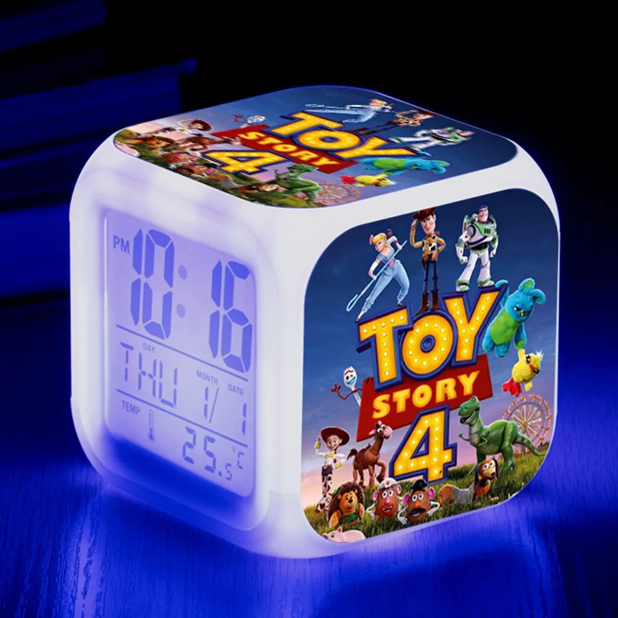 Toy story 4 buzz lightyear Вуди и Джесси будильник, светящийся светодиодный, изменение цвета, цифровые часы для детской комнаты, многофункциональные игрушки - Цвет: 3