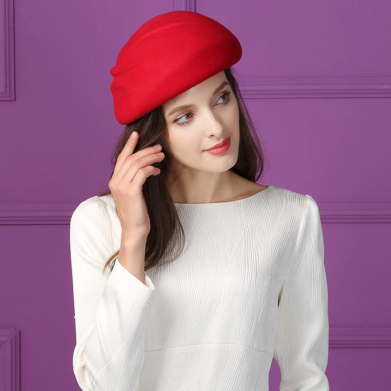 Buy Lady Fedoras Wool Hat Girls Woolen Dome Cap