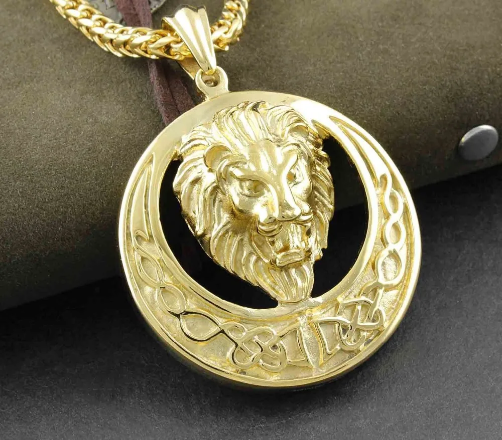 Best Selling 316L Stainless Steel Jewelry Men's Golden Knot Lion Stainless Steel Pendant