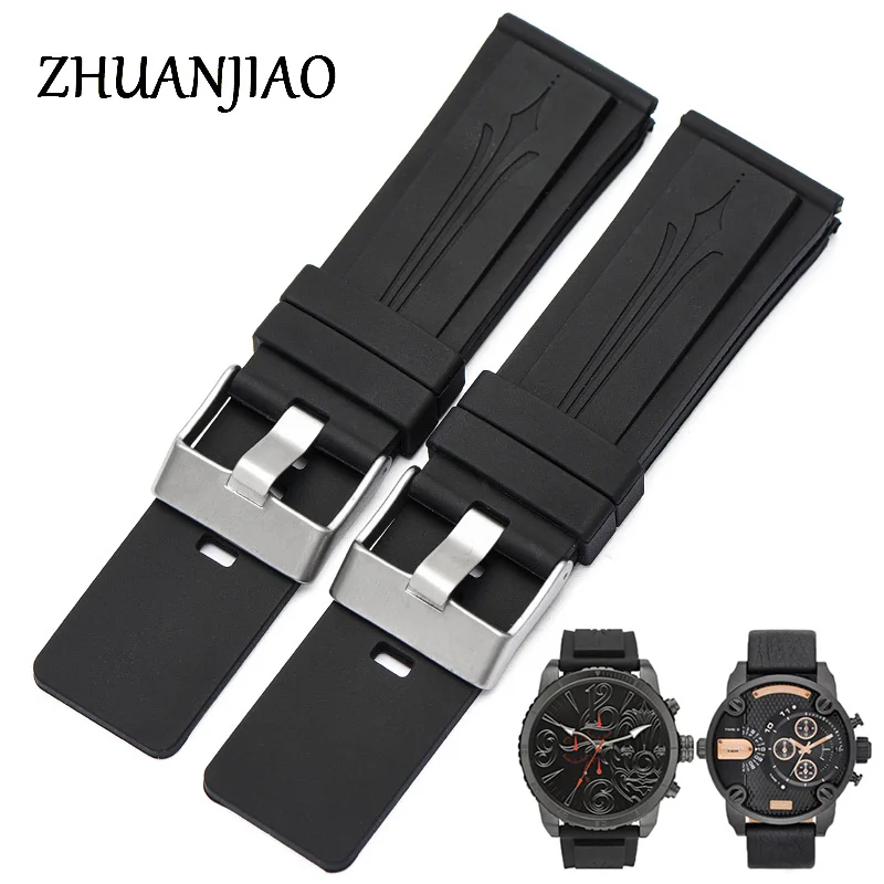 

Silicone Rubber Watchband 26mm Sports Waterproof Strap Electronic Watch Wristband Replacement Bracelet Accessories Black