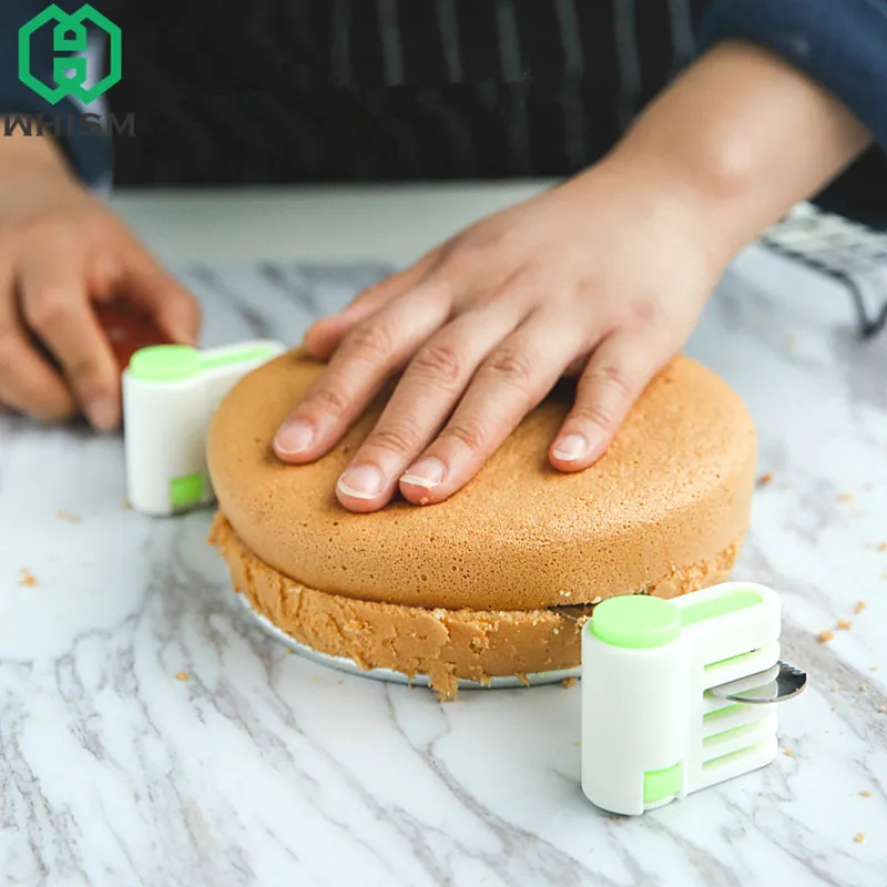 WHISM 2PCS Adjustable Plastic Cake Cutter DIY Bread Slicer 5 Layered Cake Slicer Cutter Fixator