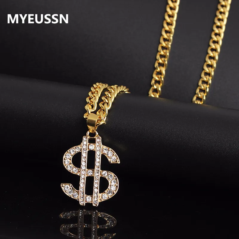 Hip Hop US Dollar Money Pendant Necklaces Luxury Gold Long Chain Necklace Men Women Jewelry Accessories Fashion Necklace