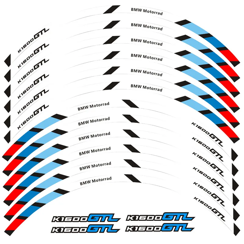 Высокое качество нового 12 шт. толстый край внешний обод Стикеры колеса нашивки наклейки для BMW K1600GTL