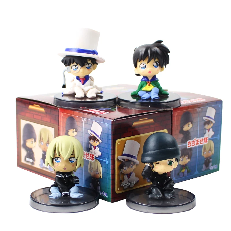 

4pcs/lot Detective Conan Figures Shinichi Kudo Conan Edogawa Shuichi Akai Rei Furuya mini Model Toys