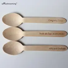 X25 elige tu frase utensilios de madera personalizados 16cm cucharas de fiesta de graduación cucharas de helado Vintage favores de fiesta escolar