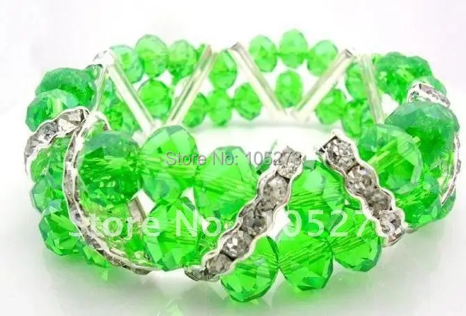 

Crystal Jewelry AA 6X8MM Green Crystal Bracelet Bangle Handmade Fashion Bracelet Jewelry 7.5inch Wholesale New Free Shipping
