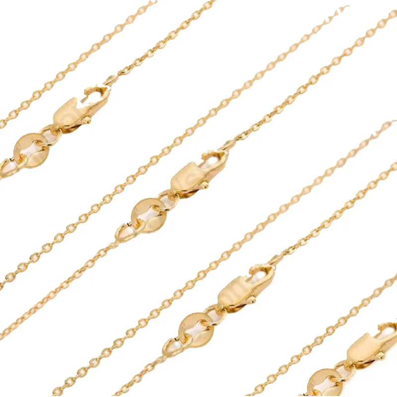 

PATICO Discount Nice 50PCS GF Jewelry Necklace Set Solid Yellow Gold Filled Rolo Chains+Lobster Clasps For Pendant 16-30"