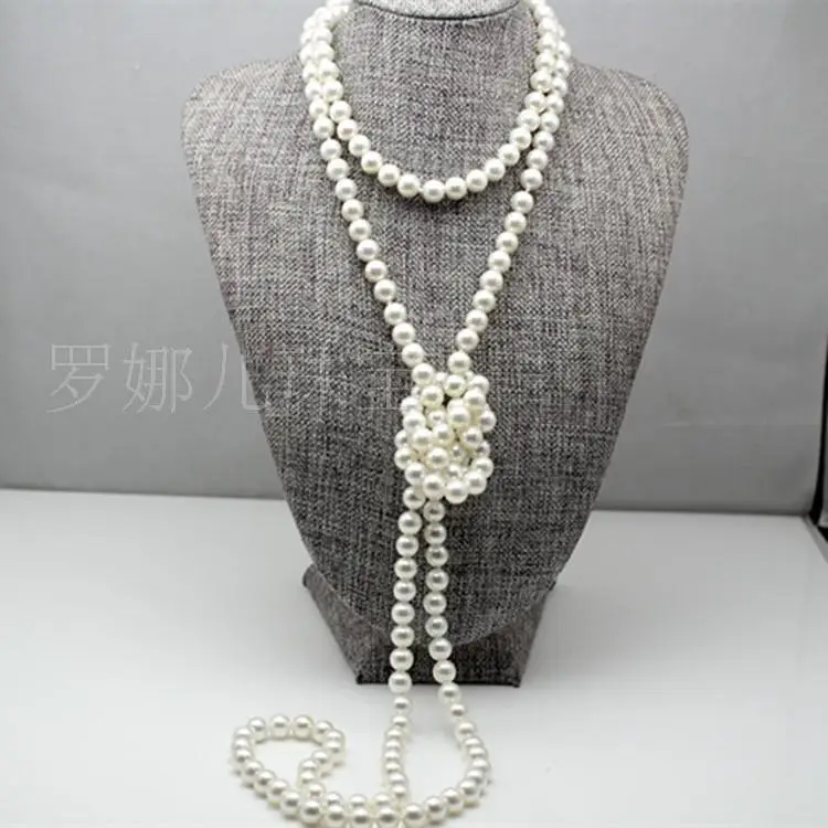 

new design natural south seas white pearl necklace 60inch (9.13)