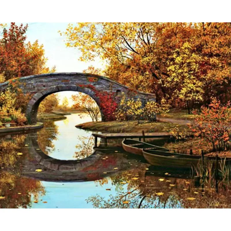 Dropshipping 60x75cm Painting By Numbers DIY Silent autumn Scenery Wall Art Picture Acrylic For Wedding Decoration | Дом и сад