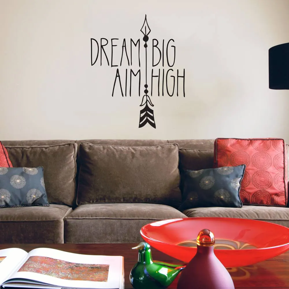 Виниловые наклейки на стену с надписью Dream Big Aim K598 | Дом и сад