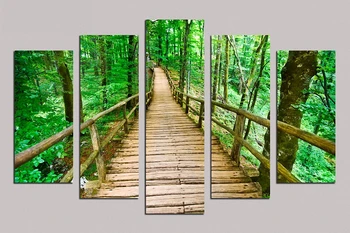 

Limited Oil Painting on Canvas 5pcs about "Forest path" Modern style wall pictures cafe bar kids room wall decor RM5-016