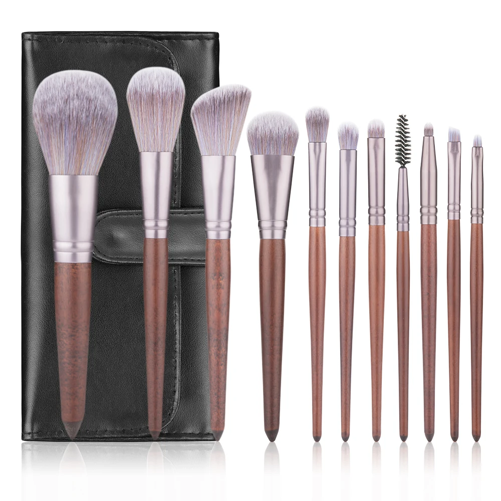

New 11pcs Makeup Brushes Set Microcrystalline silk Walnut Handle Powder Blusher Lip Eyeliner Eyeshadow Brush Beauty Tools Kit