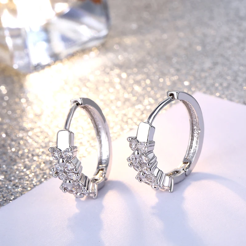 

CARSINEL Hot High Quality Silver color Small Hoop Earrings For Women Round Earrings Christmas gift Free Shipping ER0546
